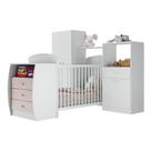 Quarto Infantil com Berço-Cômoda Laura Multimóveis Branco/Rosa Quarto Infantil com Berço-Cômoda Laura Multimóveis Branco/Rosa