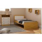 Quarto Infantil com Cama Cômoda 3 Gavetas e 2 Nichos Margo 100% MDF Branco/Brilho/Amêndoa