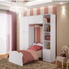 Quarto Infantil com Cama e Guarda Roupa Elysa Branco Quarto Infantil com Cama e Guarda Roupa Elysa Branco