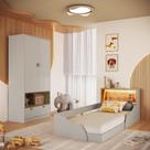 Quarto Infantil com Cama Solteiro Montessoriana com Iluminação Led e Guarda-Roupas Lille Arenas Quarto Infantil com Cama Solteiro Montessoriana com Iluminação Led e Guarda-Roupas Lille Arenas