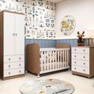 Quarto Infantil com Colchão Maia 2 PT 7 GV Branco e Carvalho