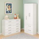 Quarto Infantil com Cômoda 10 Gavetas e Guarda-Roupa 3 Portas e 2 Gavetas Ninho Branco