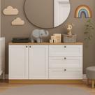 Quarto Infantil com Cômoda 3 Gavetas e Armário 2 Portas Provençais 100% MDF Infinity Bege/Savana/Branco Quarto Infantil com Cômoda 3 Gavetas e Armário 2 Portas Provençais 100% MDF Infinity Bege/Savana/Branco