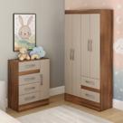 Quarto Infantil com Cômoda 4 Gavetas e 1 Porta Guarda-roupa 4 Portas e 2 Gavetas Ninho