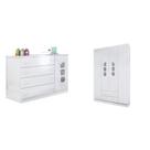 Quarto infantil com Guarda Roupa 4 Portas 2 Gavetas e Cômoda Lívia Phoenix Baby Branco Quarto infantil com Guarda Roupa 4 Portas 2 Gavetas e Cômoda Lívia Phoenix Baby Branco