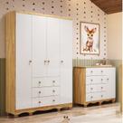 Quarto Infantil com Guarda-roupa 4 Portas e Cômoda 1 Porta 100% Mdf Mimo Espresso Móveis