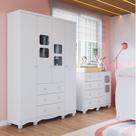 Quarto Infantil com Guarda Roupa 4 Portas e Cômoda 1 Porta com Janelas Mimo 100% Mdf Espresso Móveis