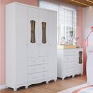 Quarto Infantil com Guarda-roupa 4 Portas e Cômoda com Janelas 100% Mdf Lana Espresso Móveis