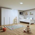 Quarto Infantil com Guarda-Roupa Solteiro 4 Portas 2 Gavetas Alonzo e Cama Solteiro Athenas Branco