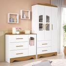 Quarto Infantil com Guarda-roupas e Cômoda 4 Portas Janeladas 100% Mdf Alice Espresso Móveis