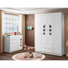 Quarto Infantil com Guarda Roupas e Cômoda Lívia Branco