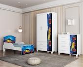 Quarto infantil completo adesivado cama-comoda-guarda roupas