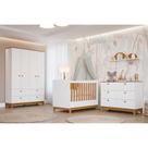 Quarto Infantil Completo Biscoito 3 Peças (Guarda Roupa+Berço+Cômoda) QI106 Branco/Nature - Permóbili Baby