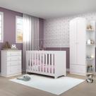 Quarto Infantil Completo Com Berço 3 Em 1 Para Colchão 130x60cm Multimóveis Mp4353 Branco/colorido