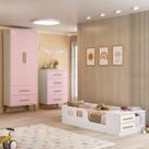 Quarto Infantil Completo com Guarda-Roupa, Cômoda e Cama Magia Espresso Móveis Branco/Rosa Quarto Infantil Completo com Guarda-Roupa, Cômoda e Cama Magia Espresso Móveis Branco/Rosa