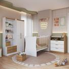 Quarto Infantil Completo com Guarda Roupas 4 Portas, Cômoda e Berço Branco Mel
