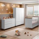 Quarto Infantil Completo com Guarda-roupas,Cômoda e Berço Phoenix Baby