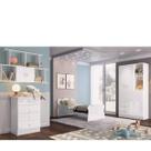 Quarto Infantil Completo Docinho com Guarda Roupa 3 Portas, Cômoda, Mini Cama e Nicho Espresso Móveis Branco