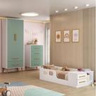 Quarto Infantil Completo Guarda-Roupa 2 Portas 2 Gavetas com Cômoda e Cama Magia Espresso Móveis Branco/Verde Quarto Infantil Completo Guarda-Roupa 2 Portas 2 Gavetas com Cômoda e Cama Magia Espresso Móveis Branco/Verde