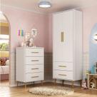 Quarto Infantil Completo Guarda-roupa 2 Portas 2 Gavetas com Cômoda Magia Espresso Móveis