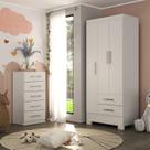 Quarto Infantil Completo Guarda Roupa 3 Portas 2 Gavetas com Cômoda 5 Gavetas Amy Espresso Móveis Branco