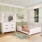 Quarto Infantil Completo Guarda-roupa Closet e Cama Casal Montessoriana 100% Mdf Olivia e Mark