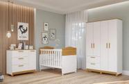 Quarto Infantil Completo Helena Guarda Roupa, Cômoda e Berço Mini Cama Nature/Branco - Permobili Quarto Infantil Completo Helena Guarda Roupa, Cômoda e Berço Mini Cama Nature/Branco - Permobili