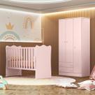 Quarto Infantil Completo Iris 3 Portas 2 Gavetas Rosa - Pnr Móveis