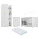 Quarto Infantil Completo João e Maria com Berço 3x1 e Colchão Incluso Multimóveis Branco/Colorido