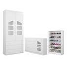 Quarto Infantil de Bebê Sapateira + Cômoda Sapateira Eloisa+ Guarda Roupa 2 Portas 100% MDF Branco - Phoenix Baby