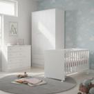 Quarto Infantil Doce Sonho Com Berço Que Vira Mini Cama Cômoda e Guarda Roupa - Branco