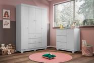 Quarto Infantil Duda Branco - Roupeiro 4p _ Phoenix Baby