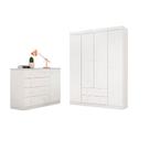 Quarto Infantil Flat Mel 100% MDF Branco Guarda Roupa Roupeiro + Cômoda Sapateira