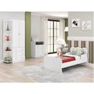 Quarto Infantil Guarda Roupa 2 Portas 3 Gavetas Cômoda 3 Gavetas 1 Nicho Mini Cama DJD Móveis Branco