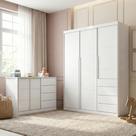 Quarto Infantil Guarda-Roupa 3 Portas e Cômoda 4 Gavetas Pérola Branco