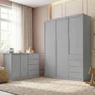 Quarto Infantil Guarda-Roupa 3 Portas e Cômoda 4 Gavetas Pérola Cinza