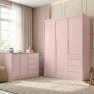 Quarto Infantil Guarda-Roupa 3 Portas e Cômoda 4 Gavetas Pérola Rosê Quarto Infantil Guarda-Roupa 3 Portas e Cômoda 4 Gavetas Pérola Rosê