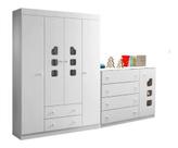 Quarto Infantil Guarda Roupa 4 Porta Cômoda Sapateira Em Mdf