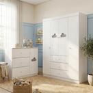 Quarto Infantil Guarda-Roupa 4 Portas e Cômoda 3 Gavetas 100% MDF Ane Branco
