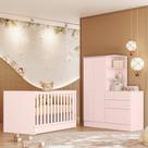 Quarto Infantil Guarda Roupa com Comoda e Berço Mini Cama Americano Rosa Quarto Infantil Guarda Roupa com Comoda e Berço Mini Cama Americano Rosa