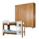 Quarto Infantil/juvenil Beliche 100% Mdf Vegas e Guarda Roupa 6 Portas 4 Gavetas Flórida 100% Mdf