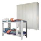Quarto Infantil/juvenil com Beliche Vegas e Guarda Roupa 6 Portas 4 Gavetas Flórida 100% Mdf