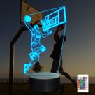 Quarto infantil LED 3D para jogadores de basquete de amonite com luz noturna
