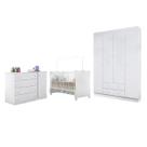 Quarto Infantil MDP Julie Berço Mini Cama Doce Sonho c/ Guarda Roupa Roupeiro e Cômoda