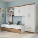 Quarto Infantil Modulado Chiara Branco Carvalho com Cama Auxiliar Phoenix Baby Quarto Infantil Modulado Chiara Branco Carvalho com Cama Auxiliar Phoenix Baby