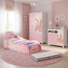 Quarto Infantil Princesa Completo Rosa e Branco Cama Solteiro, GuardaRoupas, Colchão e Cômoda Princesa