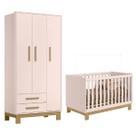 Quarto Infantil Q Encanto Slim Guarda Roupa 3 Portas Com Berço Que Vira Mini Cama