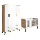 Quarto Infantil Retrô Ayla com Guarda Roupa e Berço Branco Fosco/Mezzo Fosco - Reller Móveis