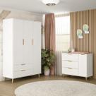 Quarto Infantil Retro Melinda Guarda Roupa 3 Portas e Cômoda 1 Porta Mobili