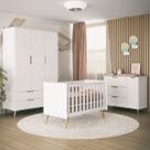Quarto Infantil Retro Melinda Guarda Roupa, Comoda e Berço com Colchão